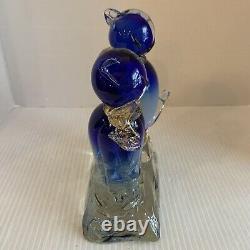 Barbini Murano Glass Blue Cats with Gold Flecked Scarves Sticker LOVELY