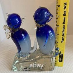 Barbini Murano Glass Blue Cats with Gold Flecked Scarves Sticker LOVELY