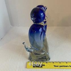 Barbini Murano Glass Blue Cats with Gold Flecked Scarves Sticker LOVELY