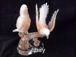 Barbini Vintage Lg. Italian Venetian Murano Hand Blown Sommerso Glass Birds