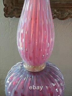 Barovier & Toso 20th Century Murano Pink and Lavender Opalescent Art Glass Lamps