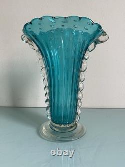 Barovier Toso Murano Controlled Bubble Bullicante Hand Blown Glass Vase