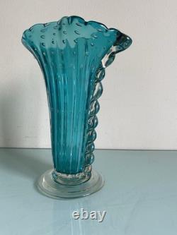 Barovier Toso Murano Controlled Bubble Bullicante Hand Blown Glass Vase