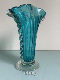 Barovier Toso Murano Controlled Bubble Bullicante Hand Blown Glass Vase