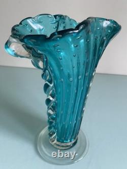Barovier Toso Murano Controlled Bubble Bullicante Hand Blown Glass Vase