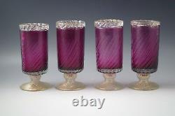 Barovier & Toso Murano Glass Set Of 4 Goblets Amethyst And Gold MID Century