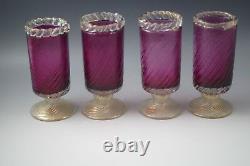 Barovier & Toso Murano Glass Set Of 4 Goblets Amethyst And Gold MID Century