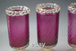 Barovier & Toso Murano Glass Set Of 4 Goblets Amethyst And Gold MID Century