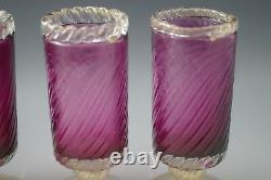 Barovier & Toso Murano Glass Set Of 4 Goblets Amethyst And Gold MID Century