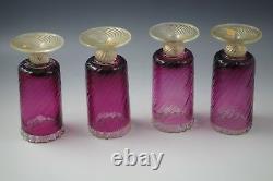 Barovier & Toso Murano Glass Set Of 4 Goblets Amethyst And Gold MID Century