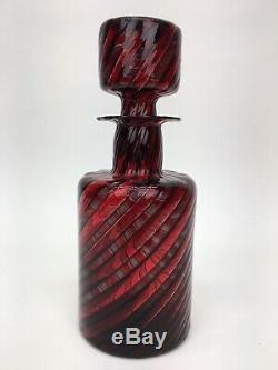 Barovier & Toso Murano Glass Striato Striped Purple Red Bottle Stopper Decanter