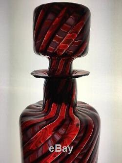 Barovier & Toso Murano Glass Striato Striped Purple Red Bottle Stopper Decanter