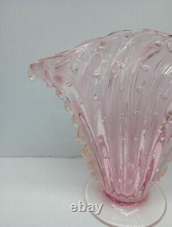 Barovier Toso Murano Large Controlled Bubble Bullicante Hand Blown Glass Vase