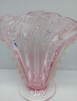 Barovier Toso Murano Large Controlled Bubble Bullicante Hand Blown Glass Vase