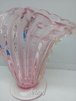 Barovier Toso Murano Large Controlled Bubble Bullicante Hand Blown Glass Vase