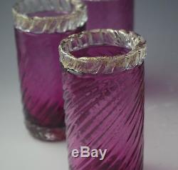 Barovier Toso Venetian Glass Murano Pitcher And 6 Tumblers Set Amethyst Gold