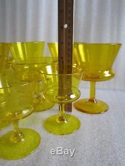 Beautiful Antique Venetian Murano Art Glass Italy Hand Blown Amber Wine Glasses