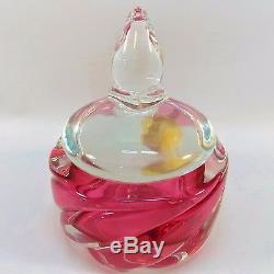 Beautiful Cranberry Murano Glass Hand Blown Perfume Bottle And Dresser Box Nice