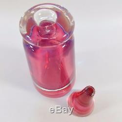 Beautiful Cranberry Murano Glass Hand Blown Perfume Bottle And Dresser Box Nice