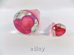 Beautiful Cranberry Murano Glass Hand Blown Perfume Bottle And Dresser Box Nice