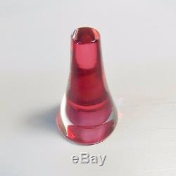 Beautiful Cranberry Murano Glass Hand Blown Perfume Bottle And Dresser Box Nice