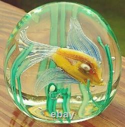 Beautiful Fratelli Toso Aquarium Iridescent Fish & Seaweed Glass Paperweight