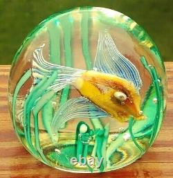 Beautiful Fratelli Toso Aquarium Iridescent Fish & Seaweed Glass Paperweight