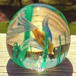 Beautiful Fratelli Toso Aquarium Iridescent Fish & Seaweed Glass Paperweight