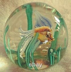 Beautiful Fratelli Toso Aquarium Iridescent Fish & Seaweed Glass Paperweight