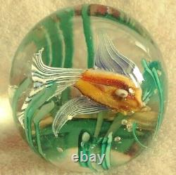 Beautiful Fratelli Toso Aquarium Iridescent Fish & Seaweed Glass Paperweight