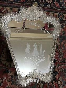 Beautiful Glassl Italian Venetian Murano Antique Dressing Table Mirror