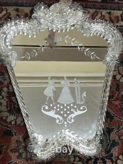 Beautiful Glassl Italian Venetian Murano Antique Dressing Table Mirror