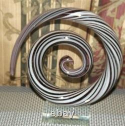 Beautiful Hand Blown Murano Art Glass Modern Swirl / Wave Paper Weight