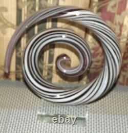 Beautiful Hand Blown Murano Art Glass Modern Swirl / Wave Paper Weight