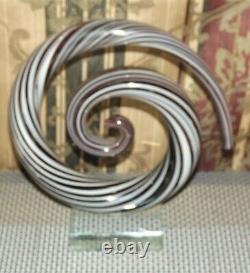 Beautiful Hand Blown Murano Art Glass Modern Swirl / Wave Paper Weight