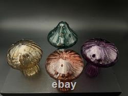 Beautiful Hand Blown Murano Glass Mushrooms 4 Pieces 5-6 Tall Beautiful Colors