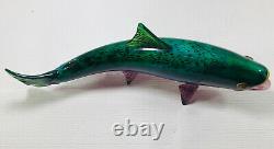 Beautiful Michael Hopko Rainbow Trout- Hand Blown Glass 16 Murano Style Signed