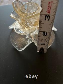 Beautiful Murano Gold Aventurine Hand Blown Tapered Flower shaped Candleholder