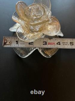 Beautiful Murano Gold Aventurine Hand Blown Tapered Flower shaped Candleholder
