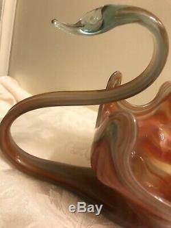 Beautiful Murano Hand Blown Art Glass Swan Bowl Centerpiece Italy Vintage