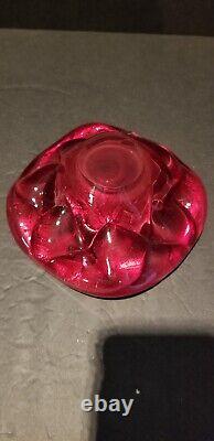 Beautiful Murano Red Bowl / Dish with Pestle Heavy layer of crackled gold