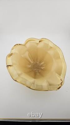 Beautiful Murano White Cristal Hand Blown 10 Amber Art Glass Bowl/Dish Italian