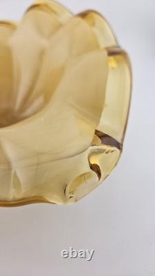 Beautiful Murano White Cristal Hand Blown 10 Amber Art Glass Bowl/Dish Italian