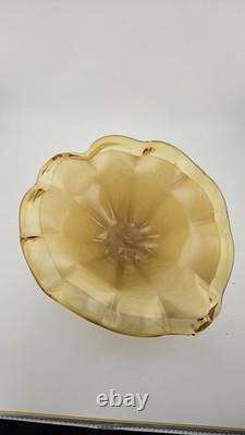 Beautiful Murano White Cristal Hand Blown 10 Amber Art Glass Bowl/Dish Italian