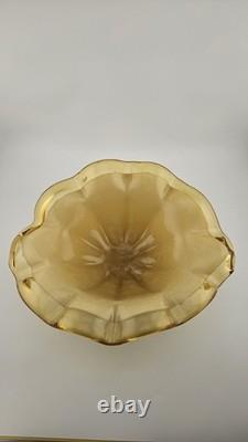 Beautiful Murano White Cristal Hand Blown 10 Amber Art Glass Bowl/Dish Italian