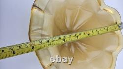 Beautiful Murano White Cristal Hand Blown 10 Amber Art Glass Bowl/Dish Italian