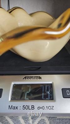 Beautiful Murano White Cristal Hand Blown 10 Amber Art Glass Bowl/Dish Italian