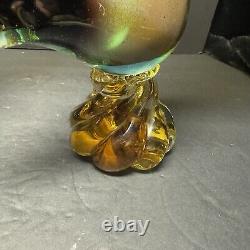 Beautiful RARE Murano Illustrious Art Glass Pheasant Pair With Heavy Swirl Base