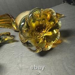 Beautiful RARE Murano Illustrious Art Glass Pheasant Pair With Heavy Swirl Base