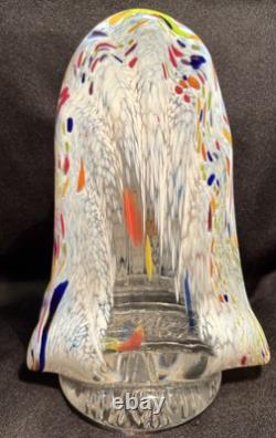 Beautiful RARE VTG MCM Murano Art Glass Hand Blown White with Colorful Confetti